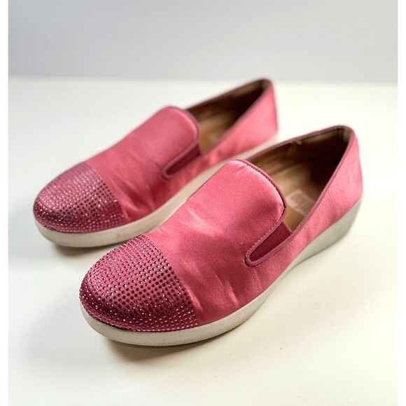 FitFlop Superskate Womens Shoes Pink Loafer Slip On Flat Studded Casual Size 8 - Picture 1 of 7